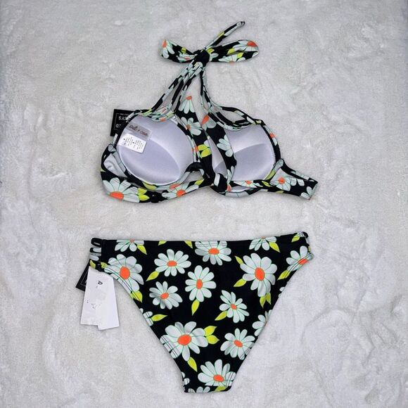 SALT + COVE Juniors' Daisy Dance Strappy Underwire Push-Up Bikini Set Size M - Picture 12 of 12